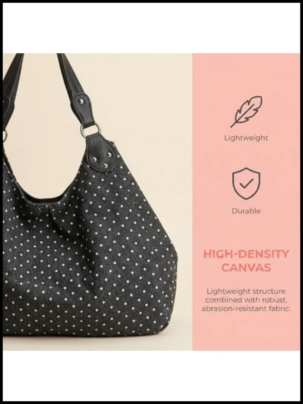 Vintage Y2K Slouchy Hobo Bag with Studs, Polka Dot Tote Shoulder Purse